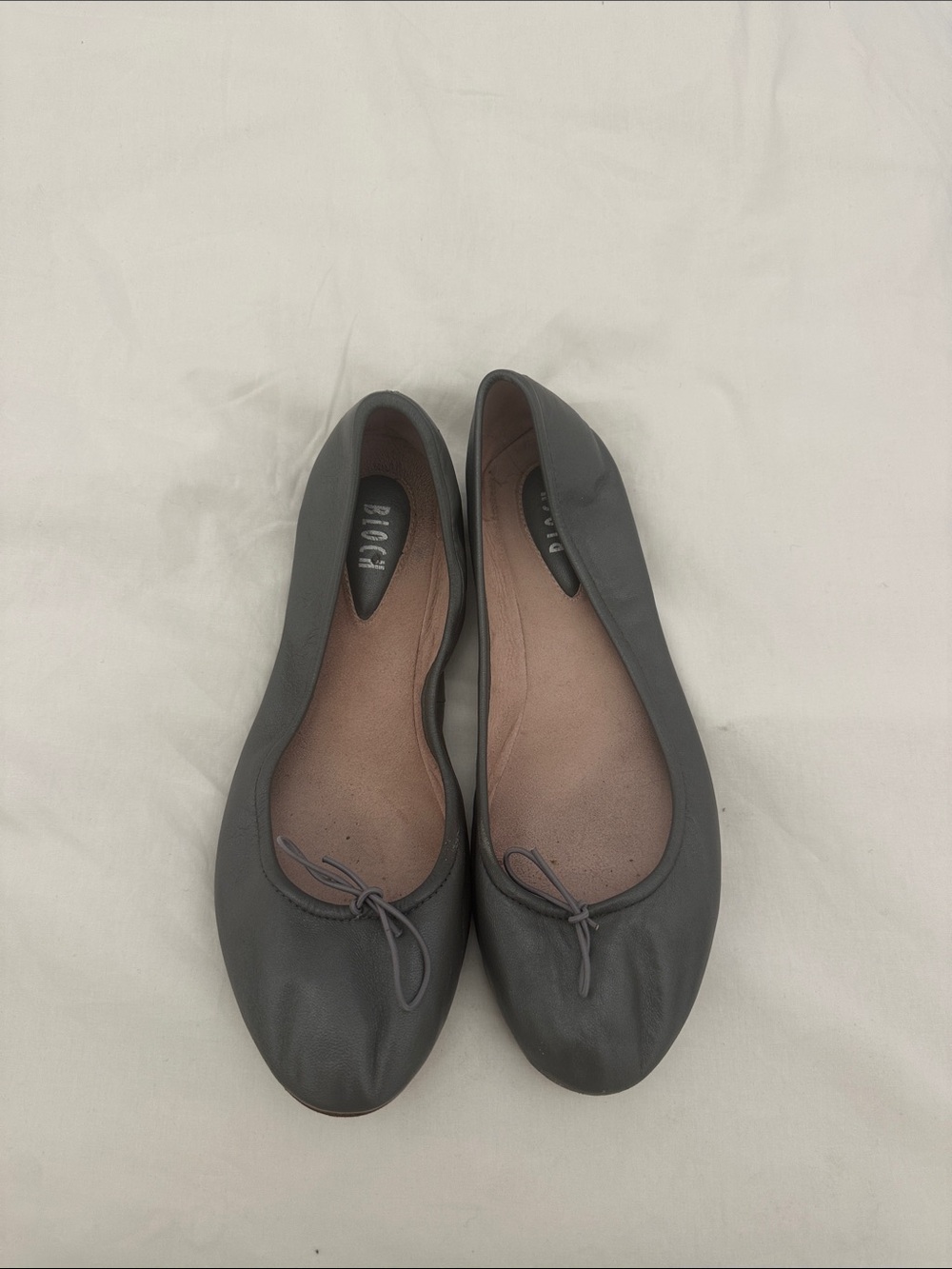 Bloch Gray Leather Ballet Flats with Bow